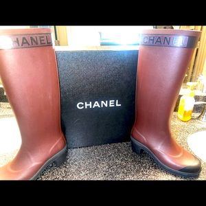 Pair of Chanel rain Boots. Size 5